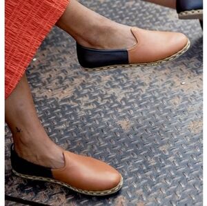 SABAH Handmade Leather Flats Two Tone Loafers